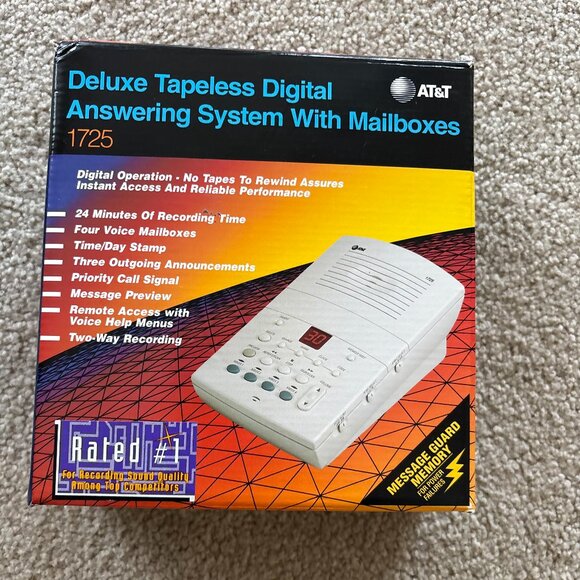 NEW AT&T Deluxe Tapless Digital Answering System, 4-Mailboxes. Model: 1725 - Picture 1 of 1